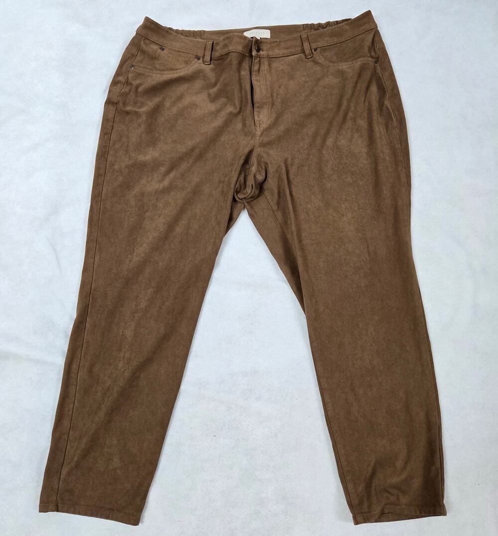 Talbots Women’s Faux Suede Pants Brown Tan Plus Size 22W